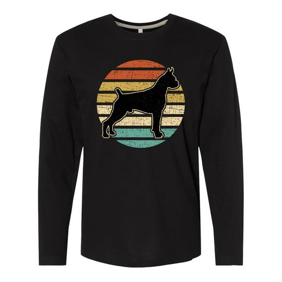 Inktastic Boxer Dog Vintage Silhouette Long Sleeve T-Shirt