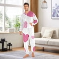 thumbnail image 5 of Pink Hearts Valentine Adult's Hoodie Onesie Jumpsuit One-Piece Pajamas with Zipper Unisex for Holiday XL, 5 of 7