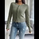 thumbnail image 4 of Suéter Tipo Cárdigan de Cuello Redondo Ajustado para Mujer, con Botones y Prenda Básica de Punto Verde M, 4 of 10