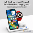 thumbnail image 3 of Swayvoo Wireless Charging Station 3-in-1 — 15W Fast Charger for iPhone 17 16 15 14 13 12 11 X Pro Max, Apple Watch Series 10–1 SE Ultra, AirPods 4 3 2 Pro — Adapter Included Foldable, 3 of 7