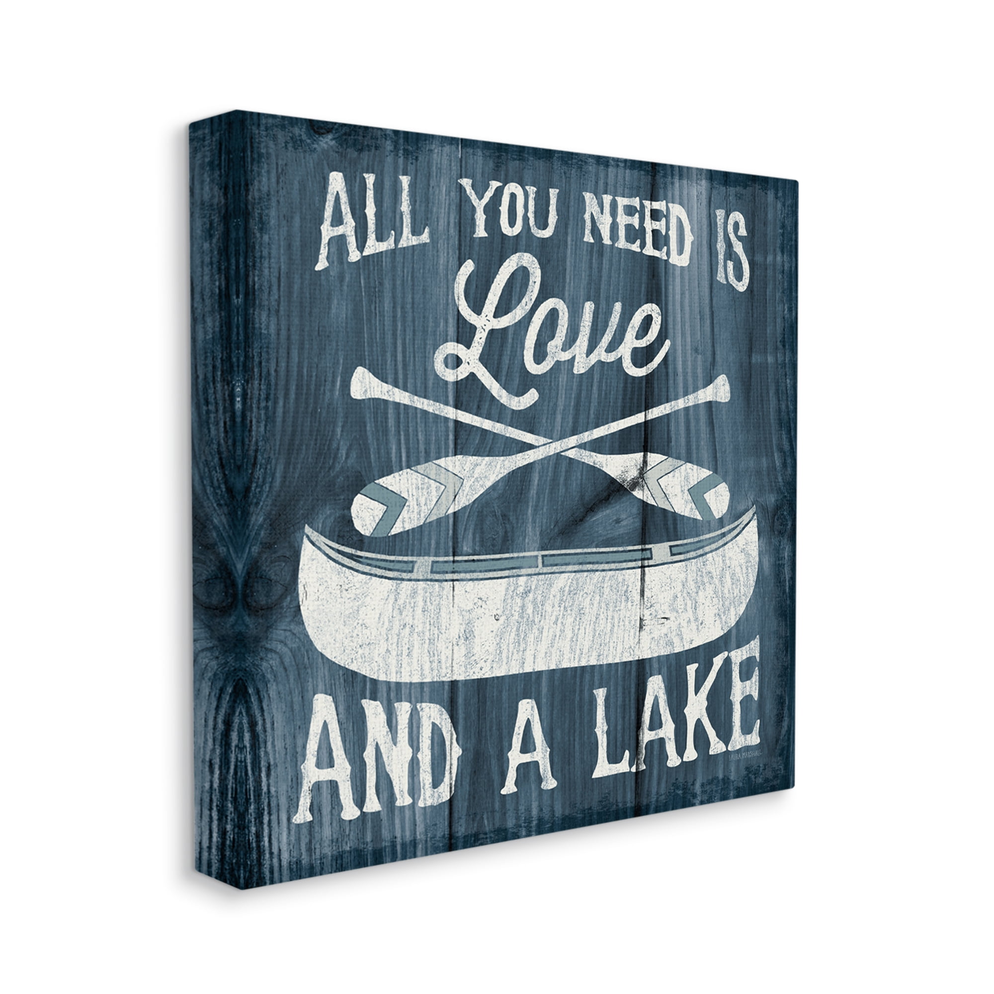 Stupell Industries Love & Lake Phrase Transportation Painting Gallery Wrapped Canvas Print Wall Art, 17 x 17
