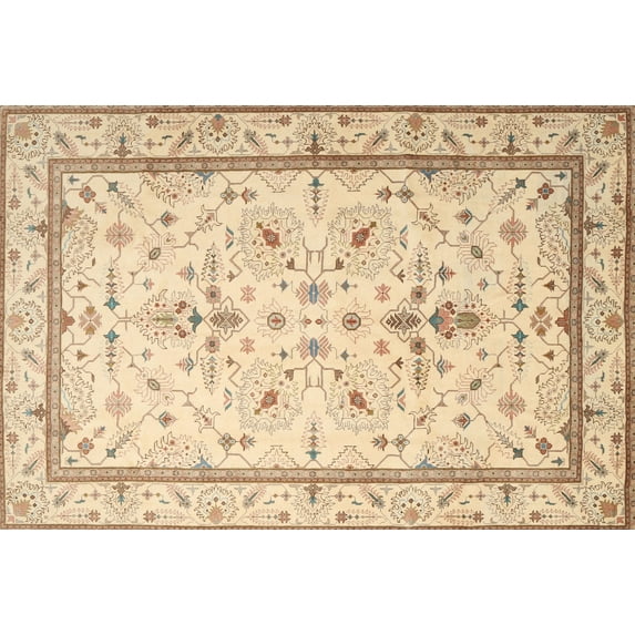 Ahgly Company Machine Washable Indoor Rectangle Traditional Sun Yellow Area Rugs, 4' x 6'