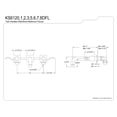 thumbnail image 5 of Kingston Brass KS6122DFL NuWave Double-Handle Wall Mount Bathroom Faucet, Polished Brass, 5 of 8