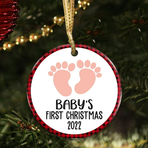 Baby First Christmas Ornament 2022, Newborn Baby Boy, Girl Christmas Ornament Gifts, First Time Mom, Dad Gift, Pregnancy Gifts, Newborn Gifts Christmas Decorations, Baby Footprint Ceramic Ornament