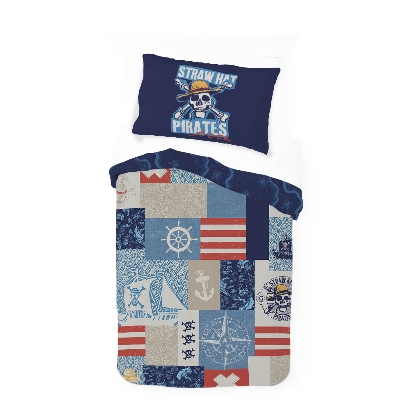 One Piece 2-Piece Reversible Comforter Set, Piracy Forever, Multicolor, Netfilx, Twin/Full