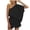 Black, variant on Womens Summer off One Shoulder Rompers Short Sleeve Elastic Waist Shorts Loose Jumpsuit with Pocket,Shorts for Women