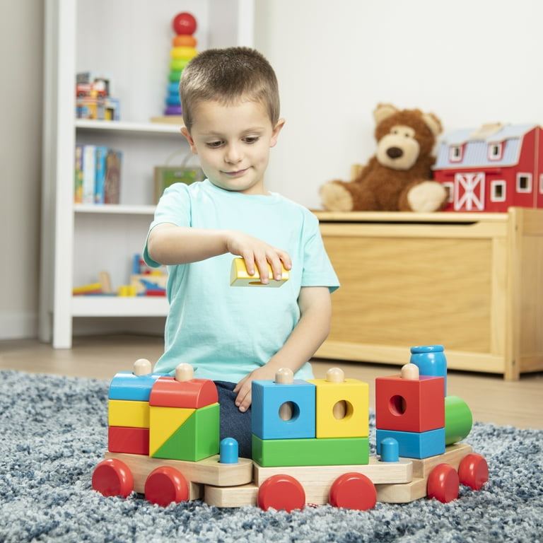 Melissa and doug cheap wooden stacking train