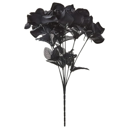 Rose Bush Decorative Pick, Black, 16", Fall by Way To Celebrate