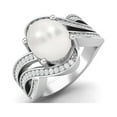thumbnail image 2 of 10x8MM Oval Shape Natural Pearl Gemstone 925 Sterling Silver Platinum Plated Solitaire Valentines Day Gifts Ring, 2 of 3