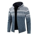thumbnail image 2 of Hpapadks Hoodies Men Winter Cardigan Sweaters Hooded Thick Knitted Full Zip Jacket with Fair Isle Pattern Sweatshirts for Men, 2 of 5