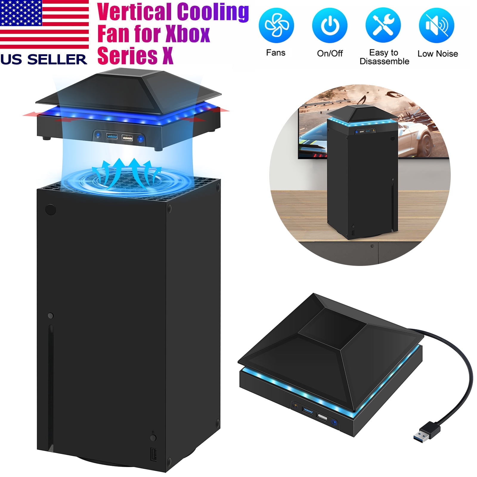 CELECTIGO Cooling Fan for Xbox Series X, 2USB Interfaces 3Levels of