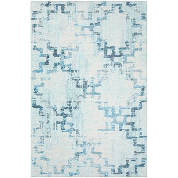Yuma Indoor/Outdoor Blue Distressed Trellis 3' x 5' Non-Skid Area Rug