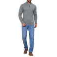 thumbnail image 2 of INSPIRE CHIC Men's Quarter Zip Pullover Sweater Knitted Mock Neck Polo Sweater S Gray, 2 of 6