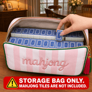 HKJUNFEI Mahjong Tile Bag with Stylish Embroidered Design Resists Dust Scratches Secure Smooth Zipper for Traveling Game Night