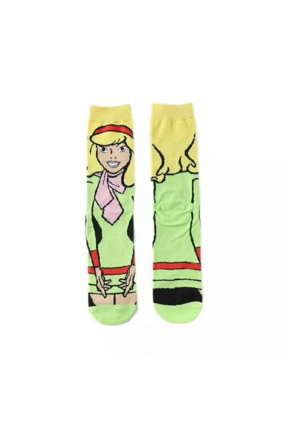 Scooby Doo Cartoon Socks, Fun Novelty Mens/Womens Crew Character Socks Yellow/Green