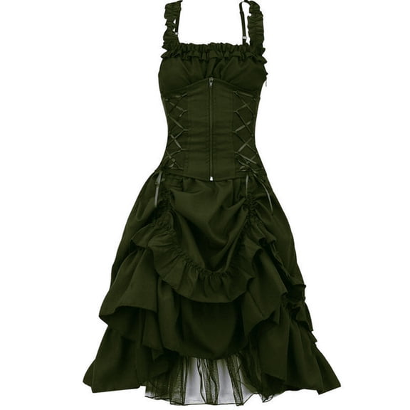 Kiplyki Gothic Dress for Women Suspenders Corset Sleeveless Solid formal