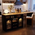 thumbnail image 1 of Noble House Counter Table with Extendable Top & Wine Rack,Color LED Lighting & Power Outlet,Black+Natural, 1 of 8