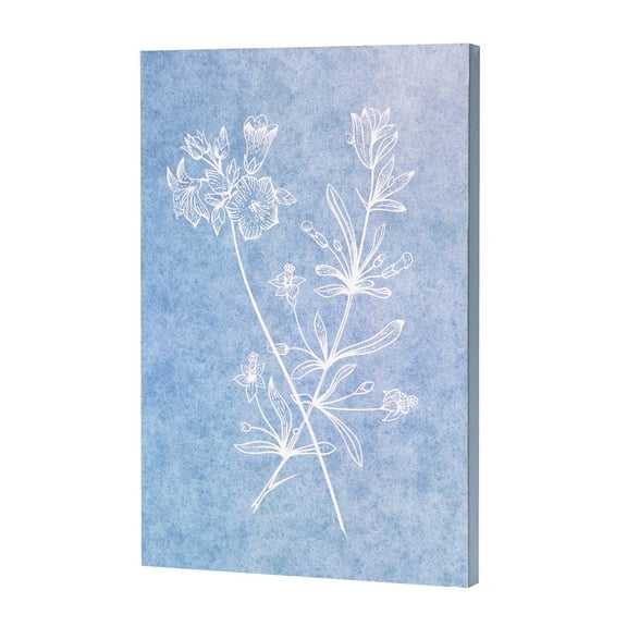 American Art Decor Blue Wildflowers I Box Top Wood Wall Art Print - 12" x 18"