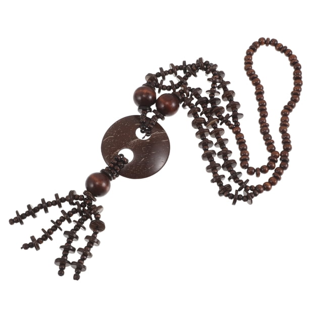 Collar de cuentas bohemio: collar retro de concha de coco para mujer, gargantilla vintage con borla, joyería de cuentas para hombre, ideal para bodas, playa, verano, hawaianas y fiestas.