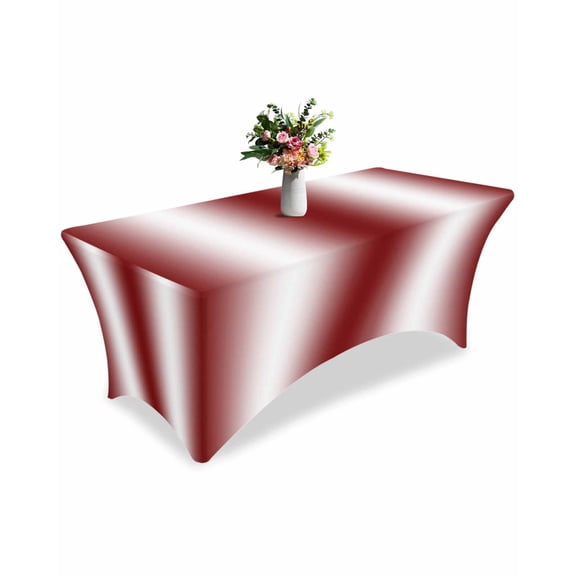 Fitted Tablecloth 6ft Ombre Red Rectangular Tablecloths Stretch Spandex Table Cover Washable Elastic Gradient Color Table Cloth Protector for Dinner Party Wedding Banquet