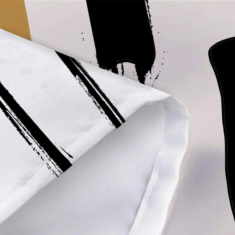 Abstract Modern Camper RV Shower Curtain for Travel Trailer Bathroom, Beige Camping Small Narrow Shorter Fabric Shower Curtains Set, Happy Camp Outdoor Decor Accessories with Hooks 47X 64 Inch