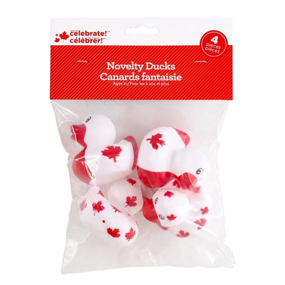 Way to Celebrate! Canada Day Rubber Ducks Baby Shower Party Favors, 4 Count
