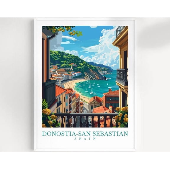 San Sebastian Travel Print Wall Art Donostia Wall Hanging Home Decoration Spain Gift Art Lovers Wall Art Print Spain Wall Poster ,Decor For Living Room Bedroom, 8x12 UNFRAMED