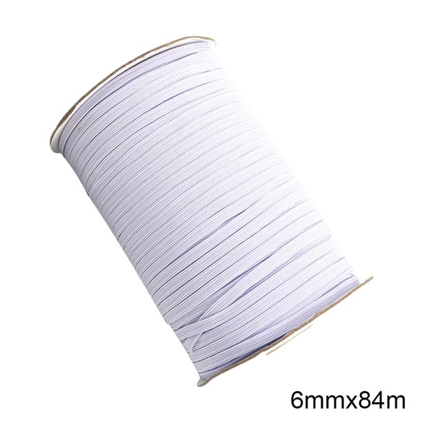 Injueey Bandas elásticas blancas y negras, cordón elástico de poliéster de 3/6mm para ropa, costura de prendas, accesorios para máscaras DIY, De coser blanco 6 mm x 84 m Injueey HA6126-06