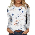 thumbnail image 2 of JTZGDY Cute Women Floral Shirts Dressy Casual Summer 3/4 Length Sleeve Crewneck Basic Tunic Tees Tops Lightweight Cotton Pullover Blouse Fashion Ladies 2025 Outfit Clothes White#02 L, 2 of 5