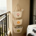 thumbnail image 5 of SLYNSHome Over the Door Hanging Basket,3-Tier Woven Cotton Wall-Mounted Storage Organizer Bag Decorative Hanging Kitchen Baskets, 5 of 6