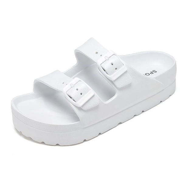 Sandalias de plataforma tipo zueco para mujer, chanclas de suela gruesa, sandalias de playa para mujer para exteriores con soporte para el arco, zapatos suaves de EVA para el hogar