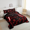 thumbnail image 3 of Manfei Neon Gamepad Bedding Comforter Set,Modern Geometric Plaid Twin Comforter Sets,Red Black Bedding Set For Boys Kids,Super Cozy Bedroom Decor Reversible,2 Pieces, 3 of 8