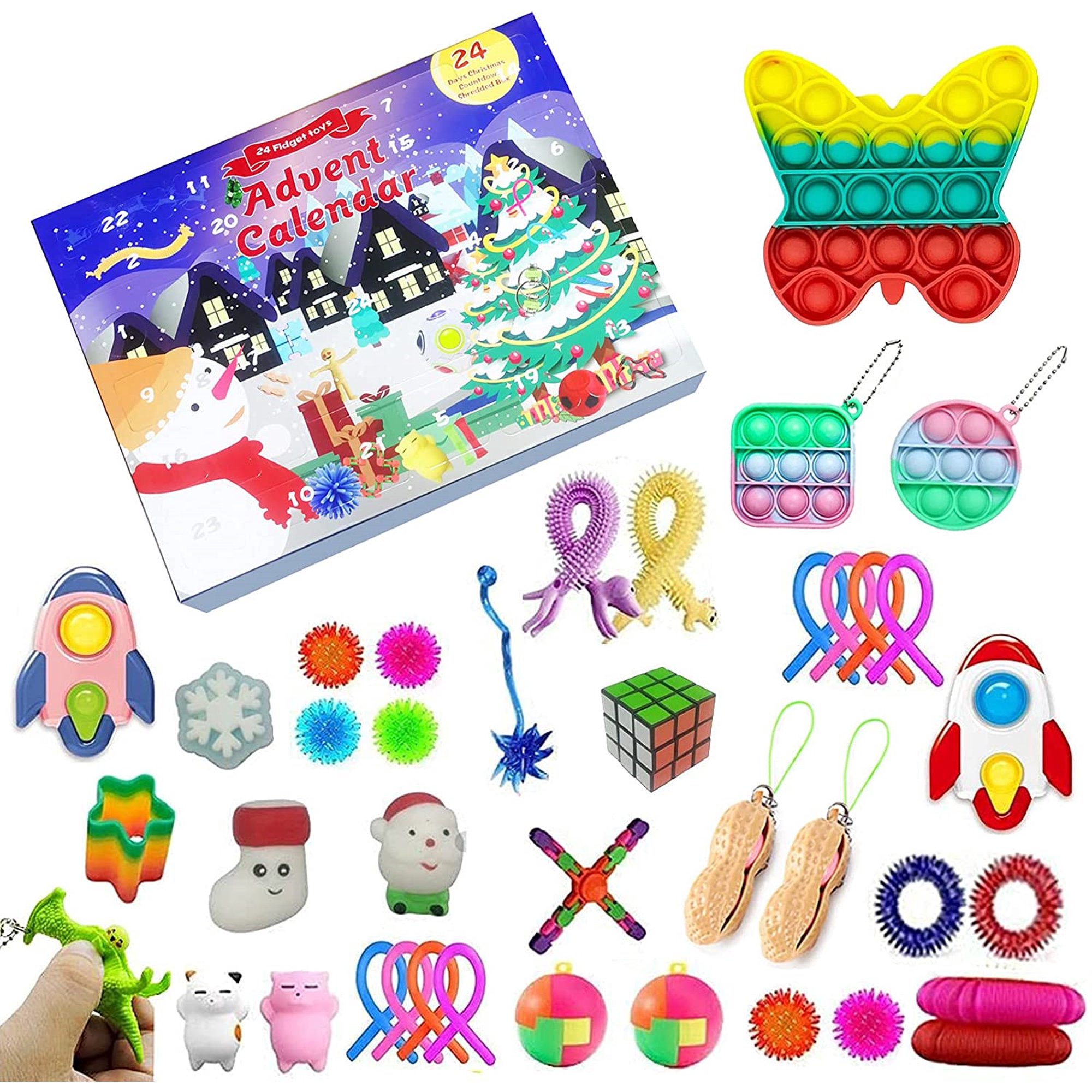 Toy Advent Calendars,2021 Fidget Advent Calendar Toy Pop Set, 24DAYS