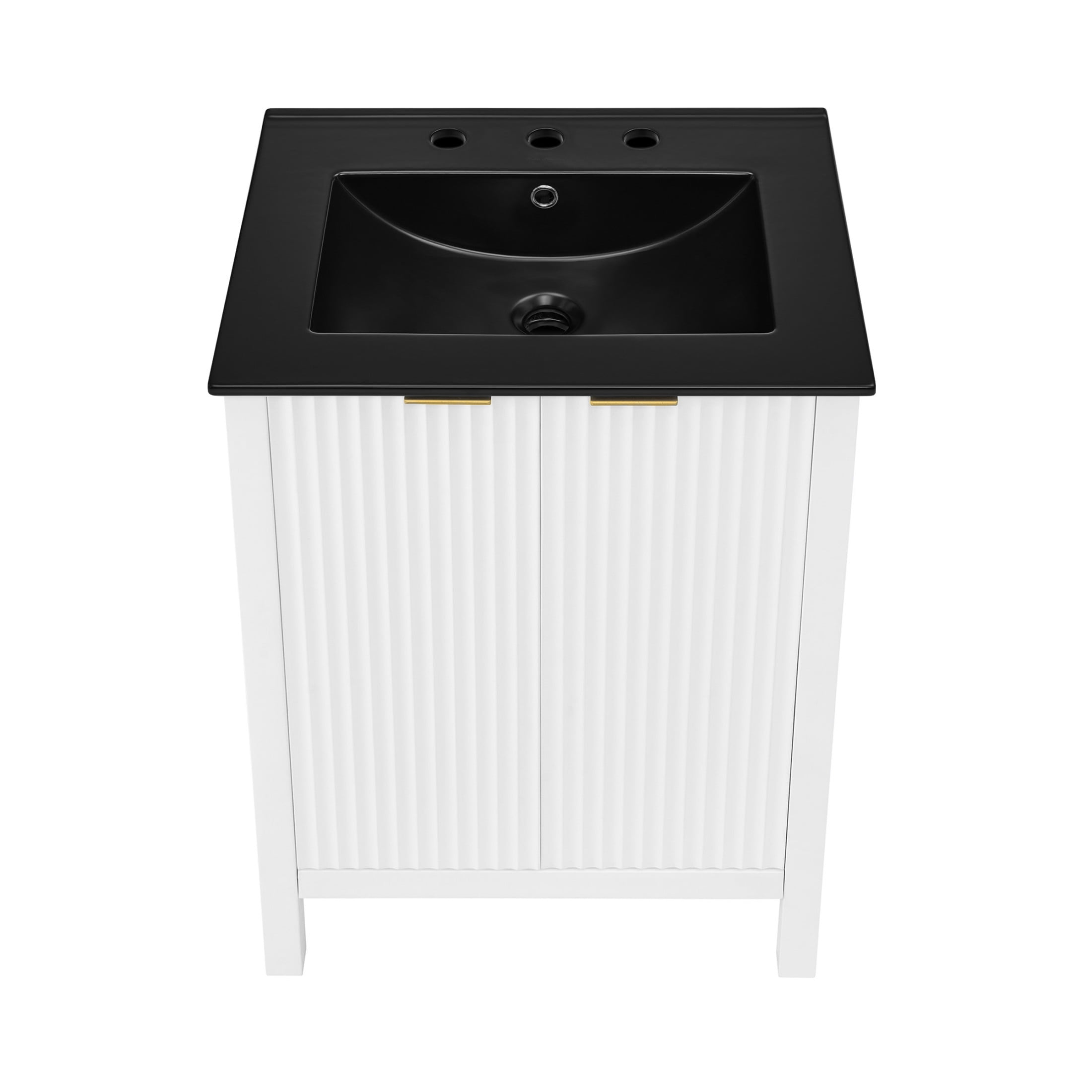 Bastille 24 in. White Bathroom Vanity With Black, 3-Hole Ceramic Sink Top