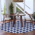 thumbnail image 3 of Retro Rhombus Round Area Rug 8Ft Washable Large Circle Rugs for Living Room Dorm, Morocco Abstract Geometric Art Navy Blue Non-Slip Carpet Floor Mats Indoor Outdoor Carpet Runner Aesthetic Home Decor, 3 of 8