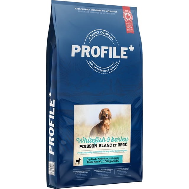 Profile Nourriture Sèche pour Chiens Poisson Blanc & Orge, Sac de 11,36 kg