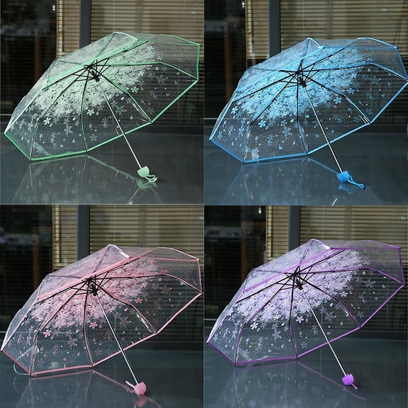 Seyotauo Clear Umbrella with UV Protection Windproof Compact Folding Portable Travel Umbrella for Women Men Lightweight Automatic Open Close for Commuting Outdoor Walking Beach Vacation