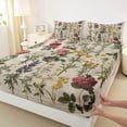 thumbnail image 3 of Homewish Countryside Botanical Flower Twin Sheet Sets,Retro Rustic Floral Twin Fitted Sheet,Green Brown Flat Sheet For Men Women,Ultra Soft Home Decor,3-Piece, 3 of 7