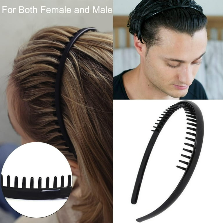 Livhil 8 PCS Plastic Headbands for Women with Teeth, Non Slip Zig Zag Headbands for Women Men Teen Girls, Matte Black