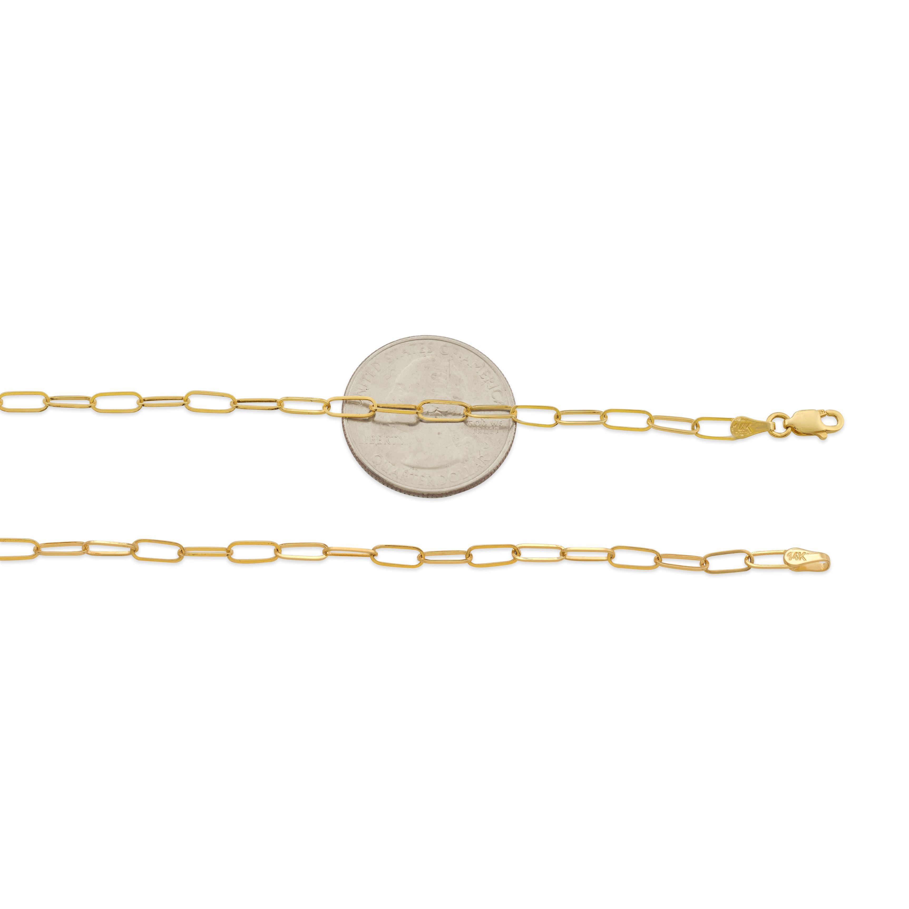14k Yellow Gold 3mm Paper Clip Link Necklace (22")