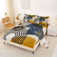thumbnail image 2 of Castle Fairy Boho Tropical Leaf Bed Sheets 4pcs for Teens, Geometric Print King Sheets for Bedroom, Mustard Gold, 2 of 6