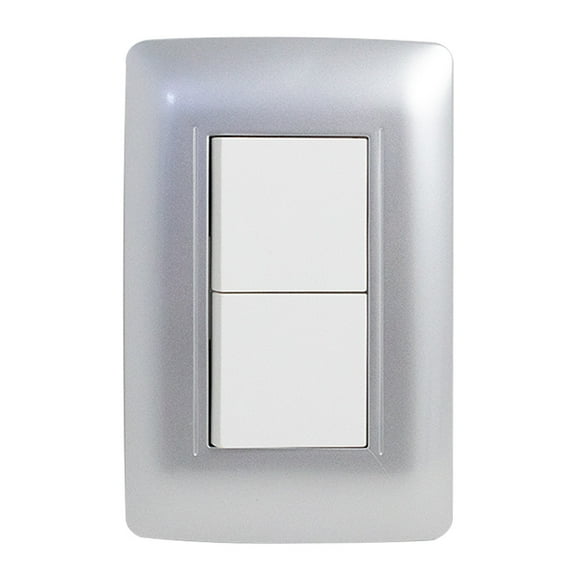 KIT 2 PLACAS CON APAGADOR SENCILLO Sanelec tipo ESCALERA GRIS SILVER