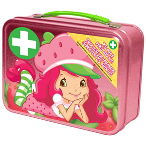 KIDS Strawberry Shortcake 75 Piece First Aid Kit Collectible Tin Case Lunch Box 