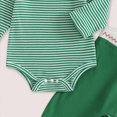 thumbnail image 5 of Kaprioy Baby Boy Winter Clothes My First Christmas Baby Boy Outfit Newborn Infant Striped Long Sleeve Romper Suspender Overalls Pants Hat 3Pcs Set, 5 of 8