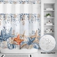 thumbnail image 2 of No Hook Shower Curtain, Blue Coastal Shower Curtains for Bathroom with See Through Top Window, Summer Beach Starfish Weeping Eucalyptus Ombre Waterproof & Washable Bath Curtain Standard 72"x72", 2 of 9