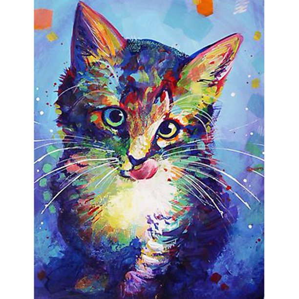 Taladro Diamond Painting (DE3495) 5D DIY Kit completo de punto de cruz de animales (HG038 Cat) 30x40cm Hugtrwg Para estrenar