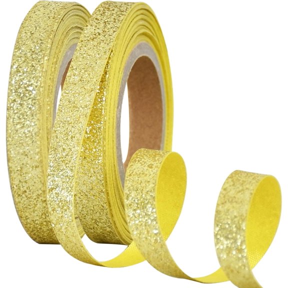2 Rolls Pearlescent Glitter Ribbon, Sparkling Metallic Ribbon Roll for Christmas Halloween Valentine's Decor, DIY Crafts Wrapping Ornaments Party Supplies (10yds/roll)