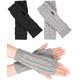 thumbnail image 1 of 2 pares de guantes cálidos de punto sin dedos con puños calentados en negro y gris para hombres y mujeres Sailing Electrónica, 1 of 5