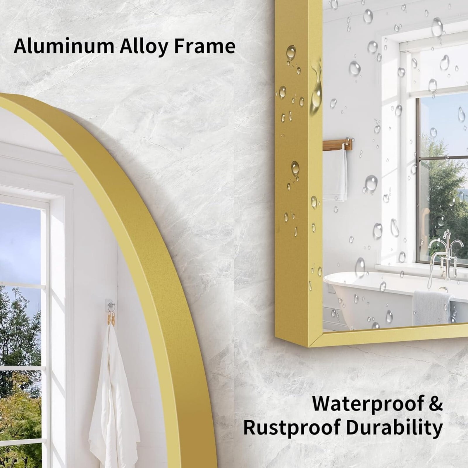 AUROMIR 71"x30" Arched Full Length Mirror Large Floor Mirror with Metal Frame, Gold