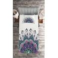 thumbnail image 2 of Ambesonne Colorful Quilted Coverlet 2 Pcs, Exotic Wild Peacock, Twin Size, Violet Blue Green Pink, 2 of 2